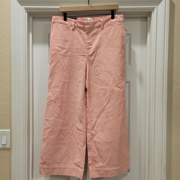Gap High Rise Wide Leg Crop Corduroy, pink Sz 14 - Picture 1 of 10